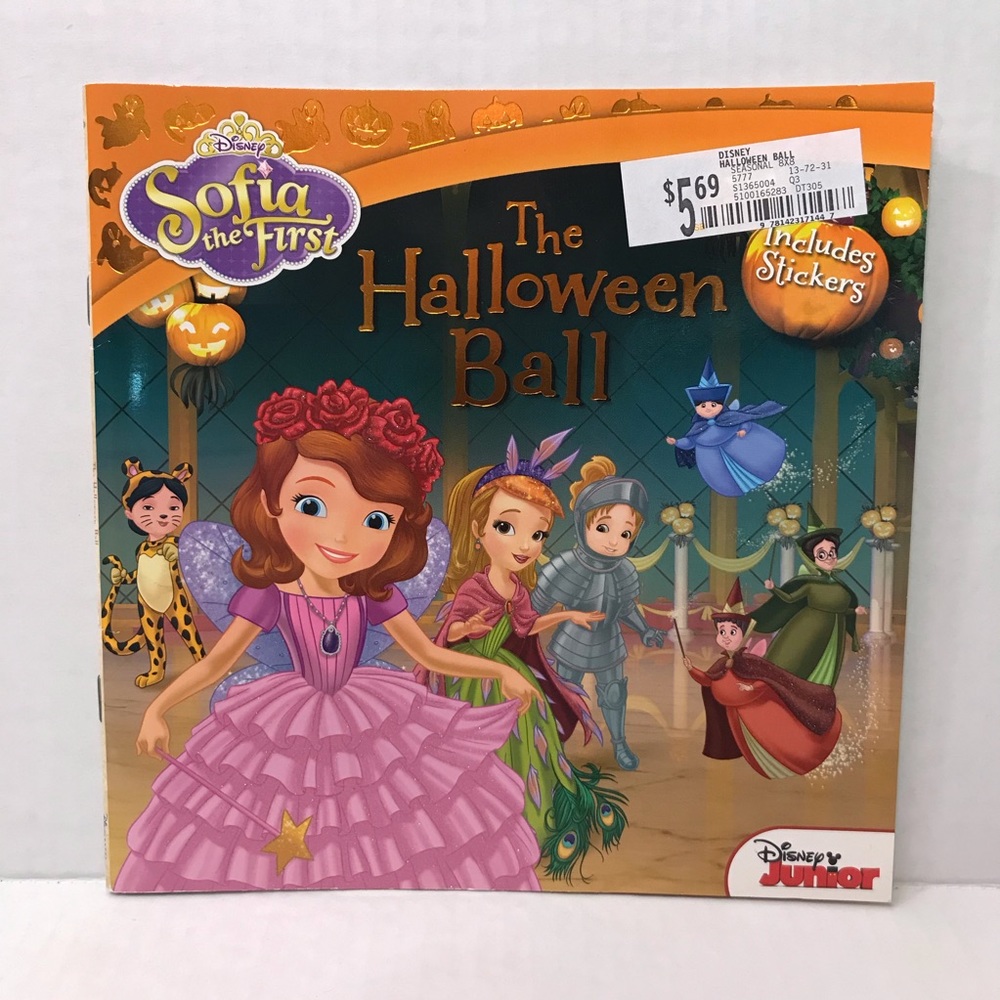 ♦️3♦️ Sofia the First - The Halloween Ball book by Disney includes some stickers